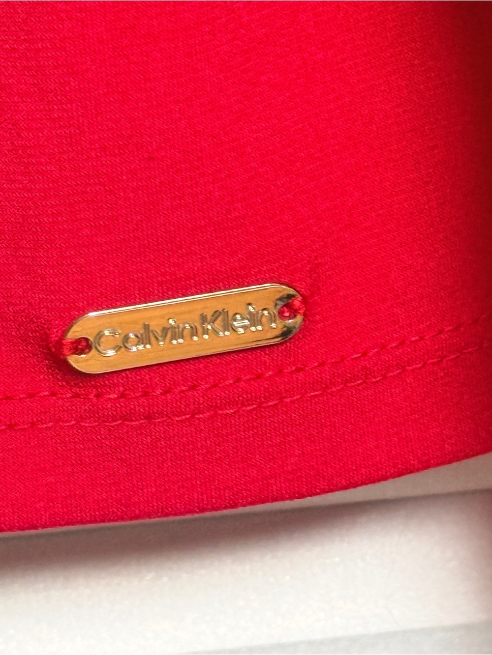Calvin Klein Red V-Neck Long Sleeve Blouse - Picture 3 of 3